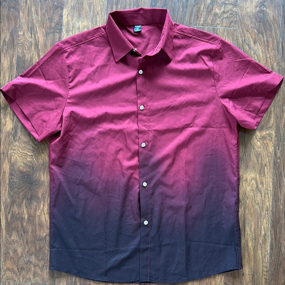 SHEIN Other - SHEIN Casual Red and Black Gradient Button Down Shirt